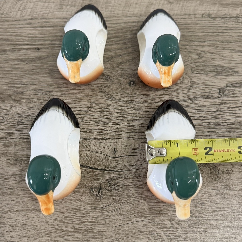 Set Of 4 Mallard Duck Napkin Rings Porcelain Dining Decor Vintage Hunting - Picture 6 of 12
